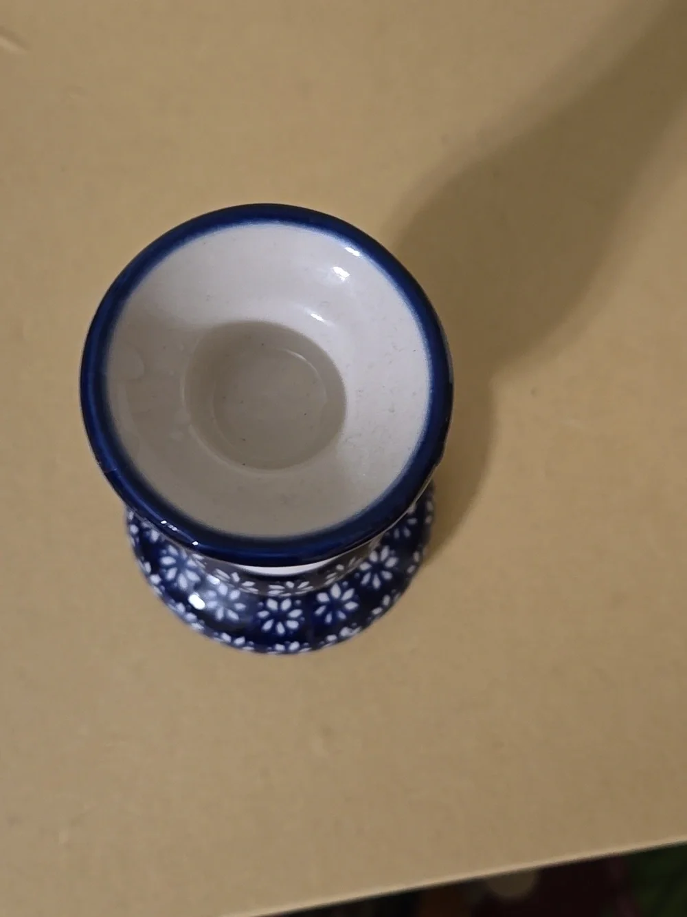 Polish Pottery Hand Painted Ceramic Candle Holder with Holiday Motif 6.5 Inches